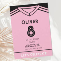 Convite de aniversário De Futebol Rosa Miami