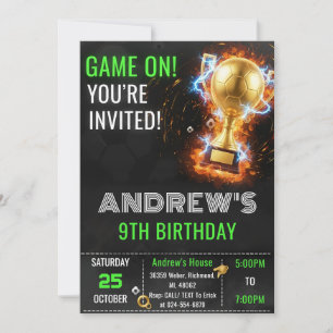 Convite de Aniversário de Futebol Simples Personal