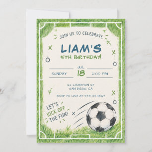 Convite de Aniversário de Futebol Verde