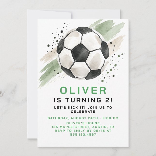 Convite de Aniversário de Futebol Verde (Frente)