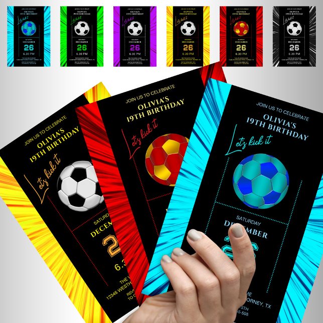 Convite de Aniversário de Futebol Vermelho e Preto (Criador carregado)