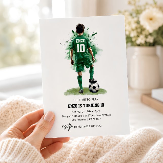 Convite de Aniversário de Futebol Vista Posterior  (Criador carregado)
