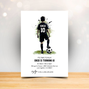 Convite de Aniversário de Futebol Vista Traseira J