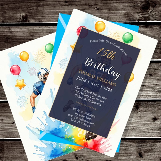 Convite de Aniversário de Futebolista, Balões Dive (Footballer Birthday Party Invitation)