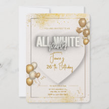 Convite de aniversário de gala toda branca