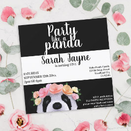 Convite de aniversário de Garota do Panda Bear