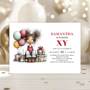 Convite de aniversário de garota excêntrica de des