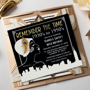 Convite de Aniversário de Garota Flapper - QUALQUE
