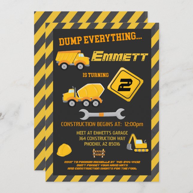 Convite de aniversário de Garoto de Ferramentas de (Frente/Verso)