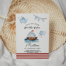 Convite de Aniversário de Garoto Náutico em veleir