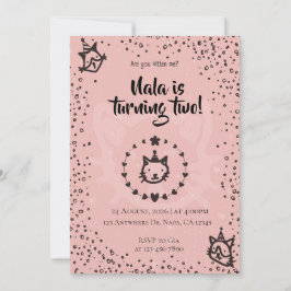 Convite de aniversário de Gata de Cores d'Água Ros