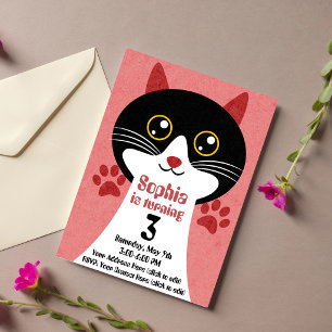 Convite de Aniversário de Gatinha Fofa (Menina) –