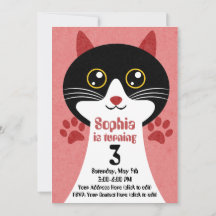 Convite de Aniversário de Gatinha Fofa (Menina) – 