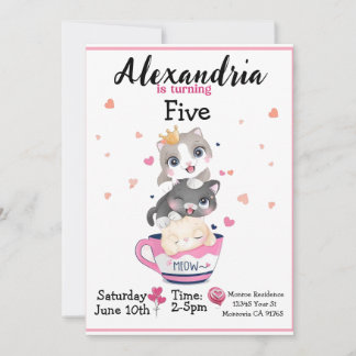 Convite de aniversário de gatinho bonito
