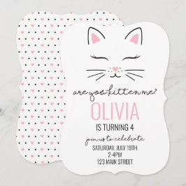 Convite de Aniversário de Gatinho com rostinho de
