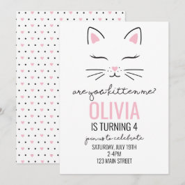 Convite de Aniversário de Gatinho com rostinho de