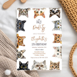 Convite de Aniversário de Gatinho Festa Let's Pawt