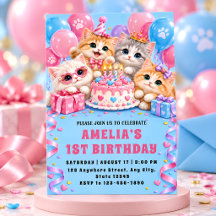 Convite de Aniversário de Gatinho Fofinho para a P