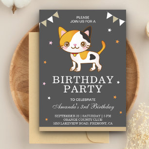 Convite de Aniversário de Gatinho Fofo