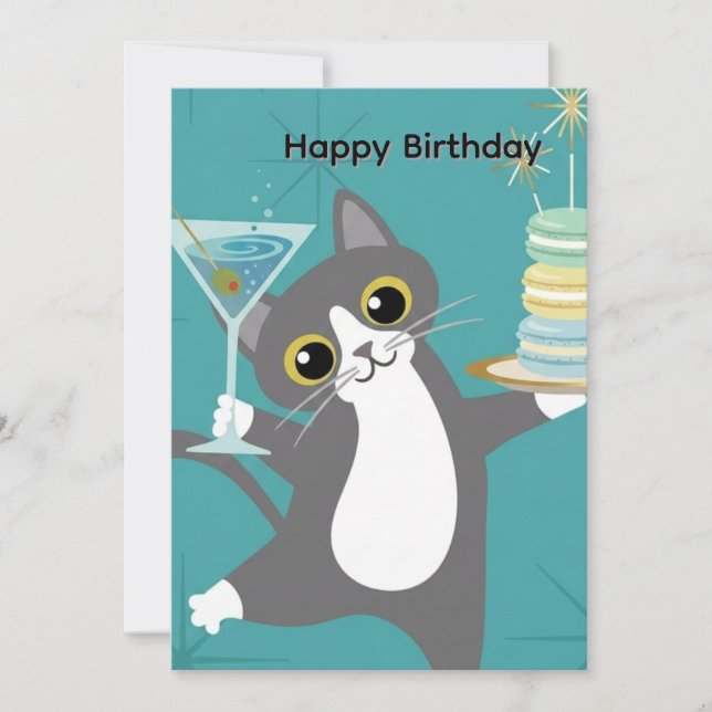 Convite de Aniversário de Gatinho Fofo (Frente)