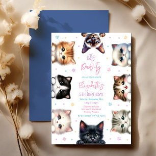 Convite de Aniversário de Gatinho Kitten Let's Paw