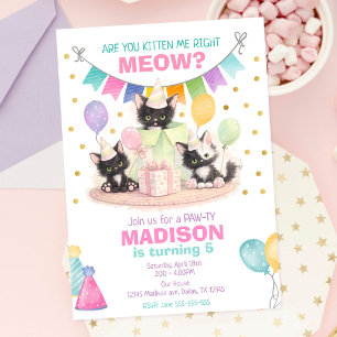 Convite de Aniversário de Gatinho Você está me eng