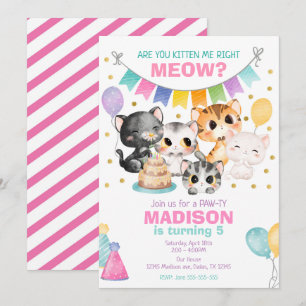 Convite de Aniversário de Gatinho Você está me kit