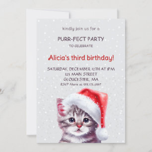 Convite de aniversário de gato fofo. convite