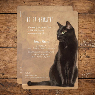 Convite de Aniversário de Gato Preto Bonito
