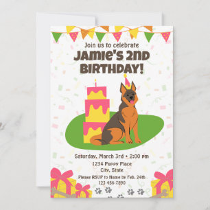 Convite de aniversário de german shepherd