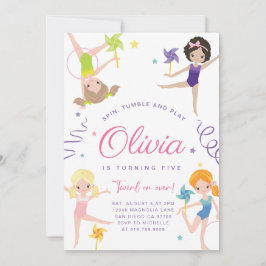 Convite de aniversário de ginástica