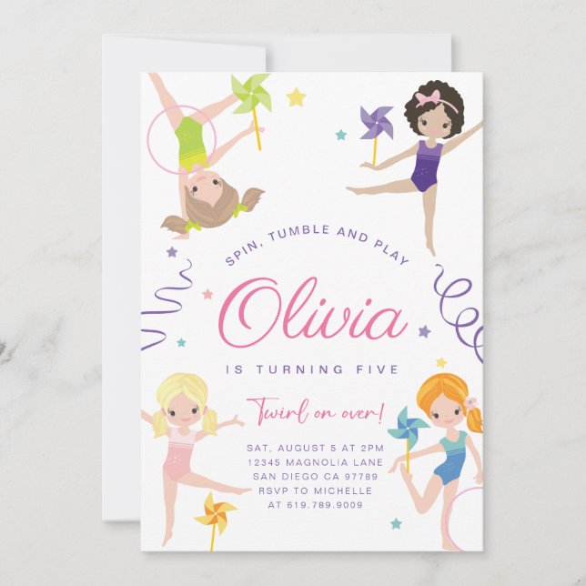 Convite de aniversário de ginástica (Frente)