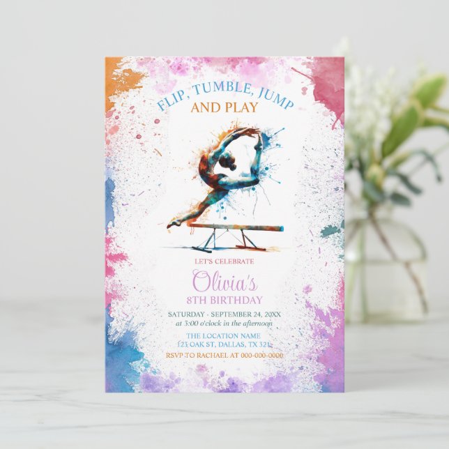 Convite de Aniversário de Ginástica (Em pé/Frente)