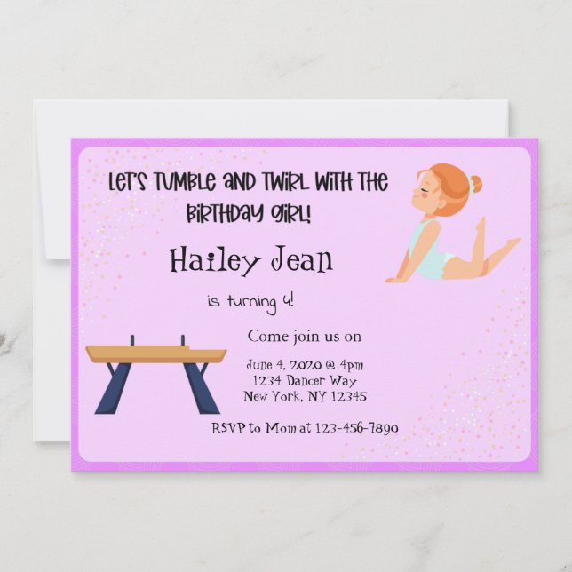 Convite de aniversário de ginástica (Frente)