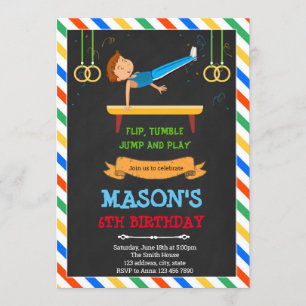 convite de aniversário de ginástica