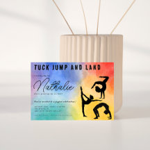 Convite de aniversário de ginástica colorida