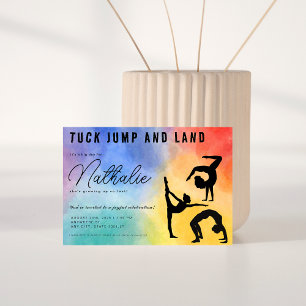 Convite de aniversário de ginástica colorida