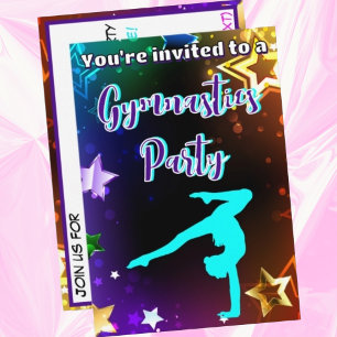 Convite de aniversário de ginástica do Rainbow Sta