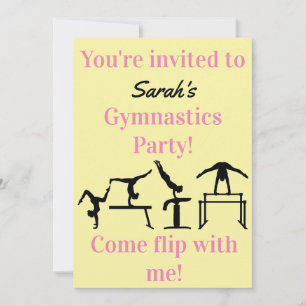 Convite de aniversário de ginástica personalizada 