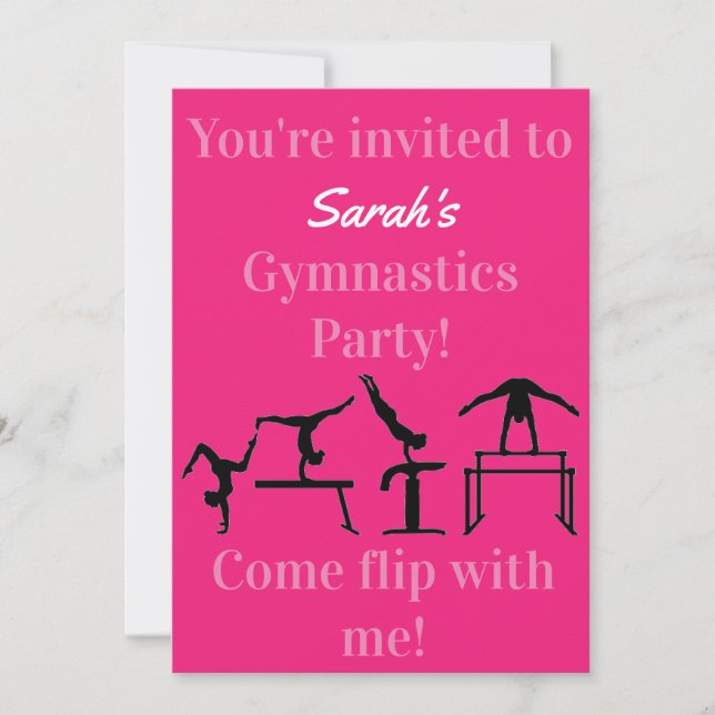 Convite de Aniversário de Ginástica Personalizado (Frente)