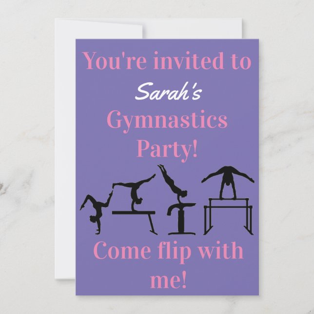 Convite de Aniversário de Ginástica Personalizado (Frente)
