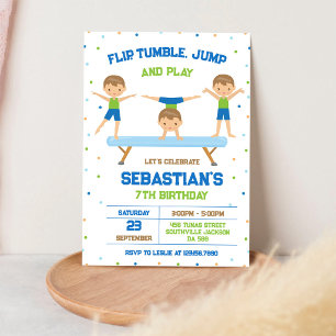 Convite de Aniversário de Ginástica Salto Tumble
