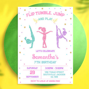Convite de Aniversário de Ginástica Salto Tumble