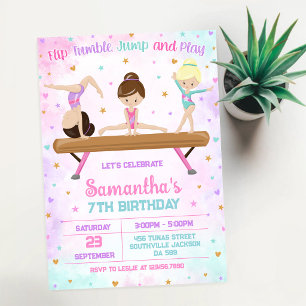 Convite de Aniversário de Ginástica Salto Tumble