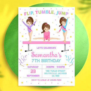 Convite de Aniversário de Ginástica Salto Tumble