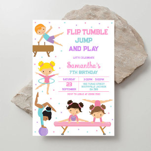 Convite de Aniversário de Ginástica Salto Tumbling