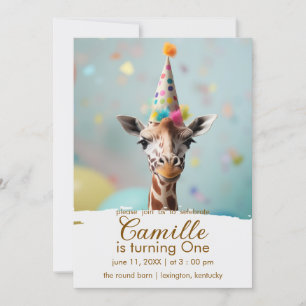 Convite de Aniversário de Girafa Adorável