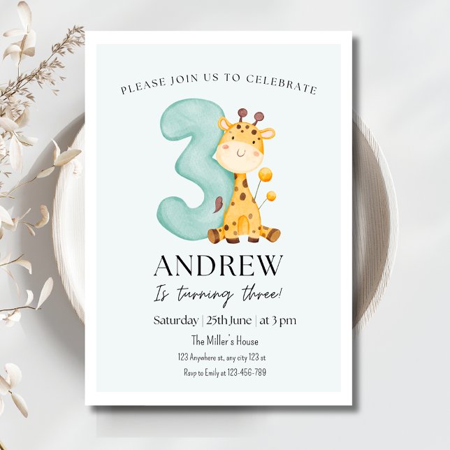 Convite de Aniversário de Girafa, Aniversário Mini (Criador carregado)