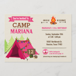 Convite de aniversário de Glamping de Acampamento