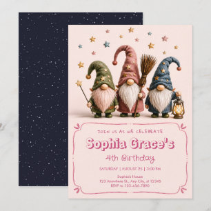 Convite de Aniversário de Gnome de Conto de Fadas